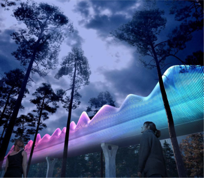 蓝狐光电为金芙蓉大桥（波浪形景观步行桥）提供全尺度光影系统集成，以“自然韵律·科技共生”为核心理念，打造兼具地标艺术性......